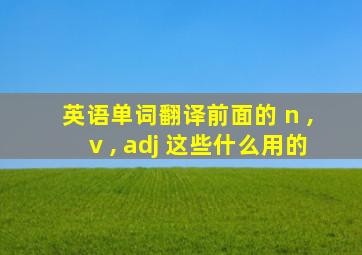 英语单词翻译前面的 n , v , adj 这些什么用的